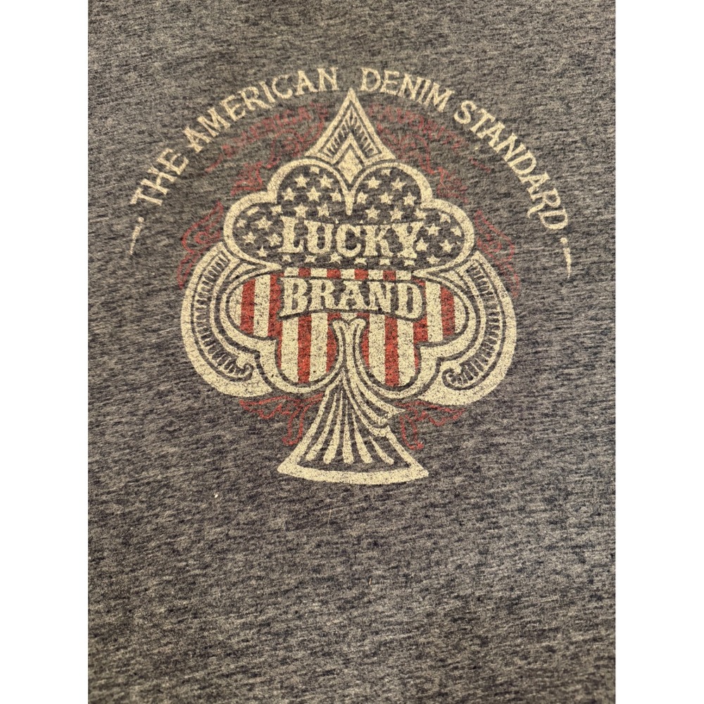 Lucky Brand Mens Gray Ace Spade‎ Graphic T Shirt Size Medium